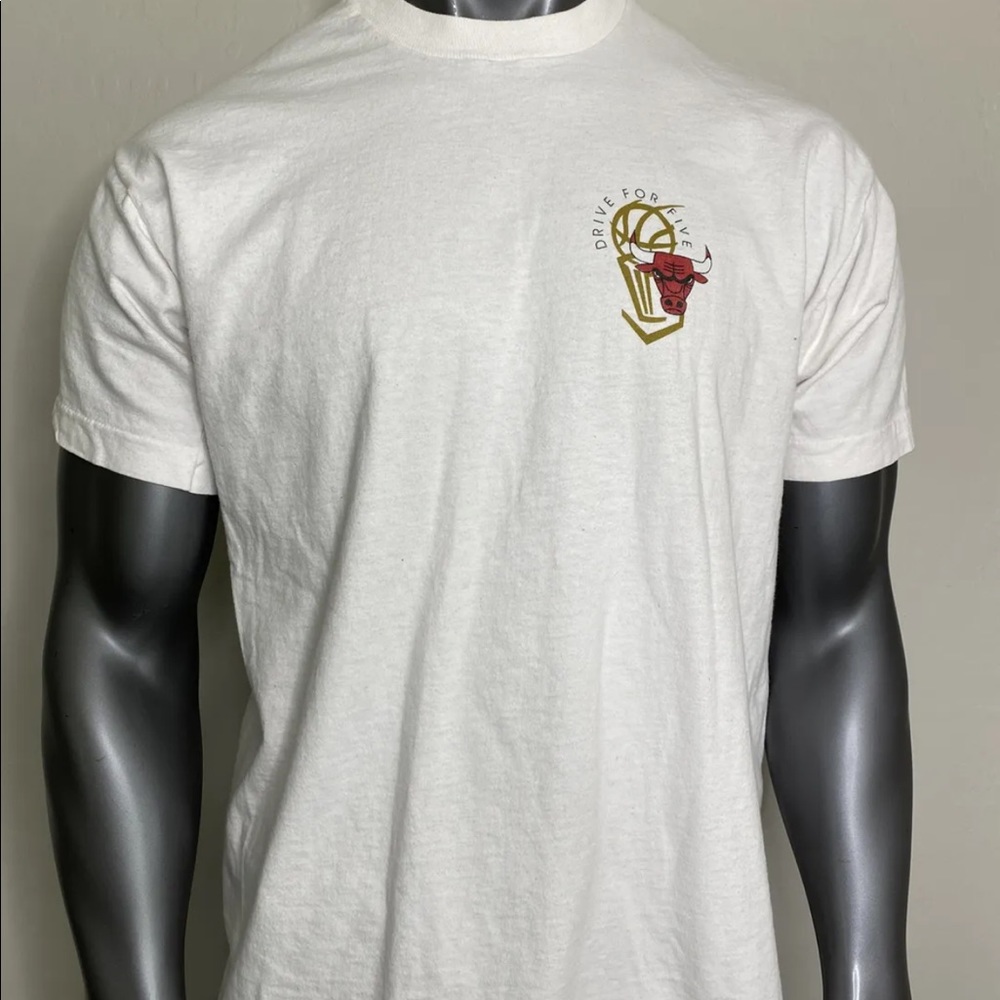 Vtg Chicago Bulls Drive For Five White Tshirt Size XL Single Stitched
